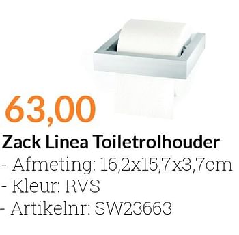 Aanbiedingen Zack linea toiletrolhouder - Zack - Geldig van 01/02/2016 tot 29/02/2016 bij Sanitairwinkel