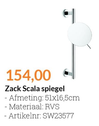 Aanbiedingen Zack scala spiegel - Zack - Geldig van 01/02/2016 tot 29/02/2016 bij Sanitairwinkel