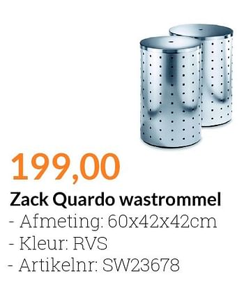 Aanbiedingen Zack quardo wastrommel - Zack - Geldig van 01/02/2016 tot 29/02/2016 bij Sanitairwinkel