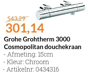 Aanbiedingen Grohe grohtherm 3000 cosmopolitan douchekraan - Grohe - Geldig van 01/02/2016 tot 29/02/2016 bij Sanitairwinkel