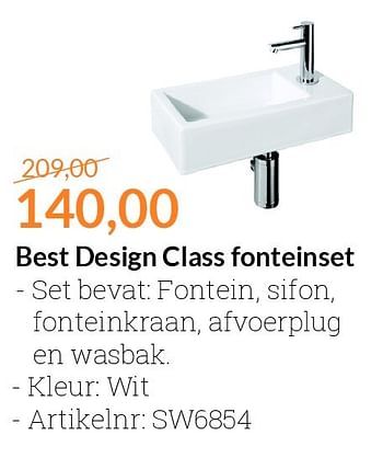 Aanbiedingen Best design class fonteinset - Best Design - Geldig van 01/02/2016 tot 29/02/2016 bij Sanitairwinkel