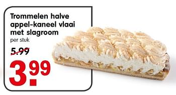 Aanbiedingen Trommelen halve appel-kaneel vlaai met slagroom - Trommelen - Geldig van 31/01/2016 tot 06/02/2016 bij Em-té