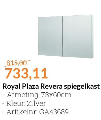 Aanbiedingen Royal plaza revera spiegelkast - Royal Plaza - Geldig van 01/02/2016 tot 29/02/2016 bij Sanitairwinkel