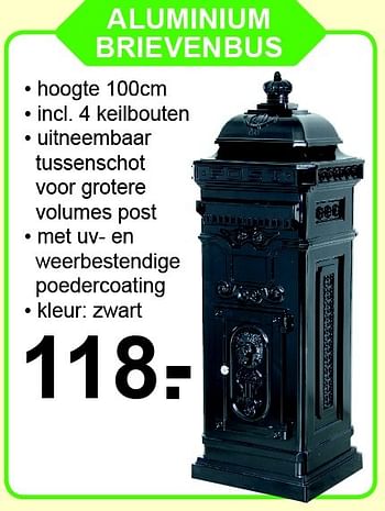 Aanbiedingen Aluminium brievenbus - Huismerk - Van Cranenbroek - Geldig van 01/02/2016 tot 21/02/2016 bij Van Cranenbroek