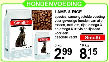 Aanbiedingen Hondenvoeding lamb + rice - Smulti - Geldig van 01/02/2016 tot 21/02/2016 bij Van Cranenbroek