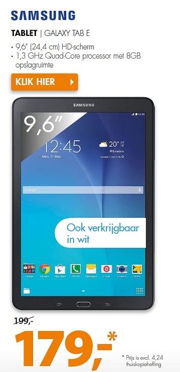 Aanbiedingen Samsung tablet galaxy tab e - Samsung - Geldig van 01/02/2016 tot 07/02/2016 bij Expert