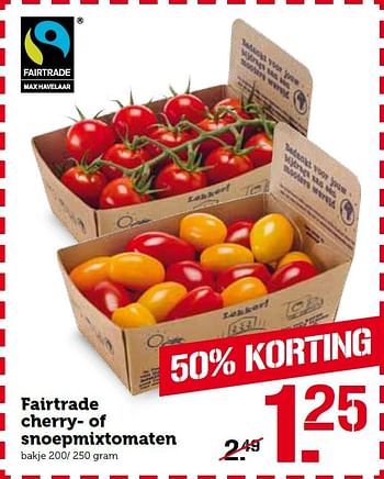 Aanbiedingen Fairtrade cherry of snoepmixtomaten - Huismerk - Coop - Geldig van 01/02/2016 tot 07/02/2016 bij Coop