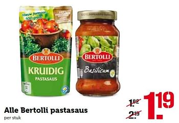 Aanbiedingen Alle bertolli pastasaus - Bertolli - Geldig van 01/02/2016 tot 07/02/2016 bij Coop