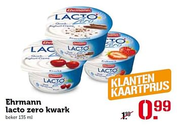 Aanbiedingen Ehrmann lacto zero kwark - Ehrmann - Geldig van 01/02/2016 tot 07/02/2016 bij Coop