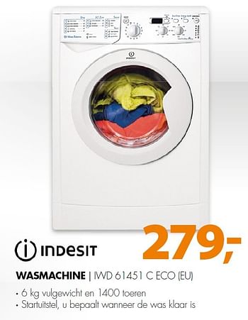 Aanbiedingen Indesit wasmachine iwd 61451 c eco (eu) - Indesit - Geldig van 01/02/2016 tot 07/02/2016 bij Expert