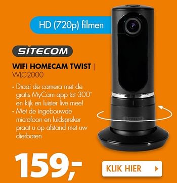 Aanbiedingen Sitecom wifi homecam twist wlc-2000 - Sitecom - Geldig van 01/02/2016 tot 07/02/2016 bij Expert