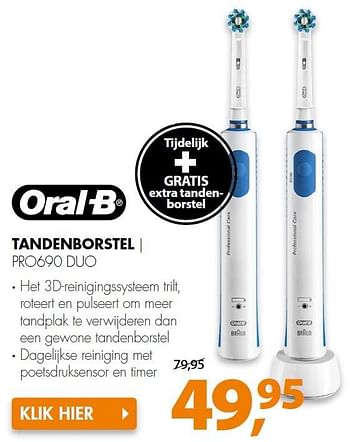 Aanbiedingen Oral-b tandenborstel pro690 duo - Oral-B - Geldig van 01/02/2016 tot 07/02/2016 bij Expert