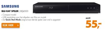 Aanbiedingen Samsung blu-ray speler bdj4500 - Samsung - Geldig van 01/02/2016 tot 07/02/2016 bij Expert