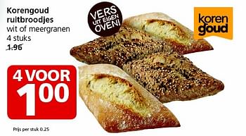Aanbiedingen Korengoud ruitbroodjes wit of meergranen - Korengoud - Geldig van 01/02/2016 tot 07/02/2016 bij Jan Linders