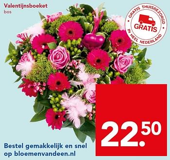 Aanbiedingen Valentijnsboeket - Huismerk deen supermarkt - Geldig van 07/02/2016 tot 13/02/2016 bij Deen Supermarkten