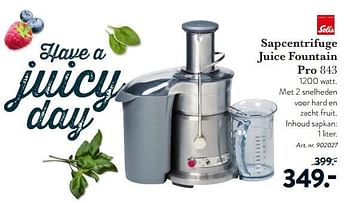 Aanbiedingen Solis sapcentrifuge juice fountain pro 843 - Geldig van 05/02/2016 tot 28/02/2016 bij Cook & Co