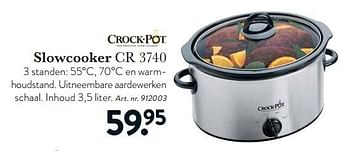 Aanbiedingen Crock-pot slowcooker cr 3740 - Geldig van 05/02/2016 tot 28/02/2016 bij Cook & Co