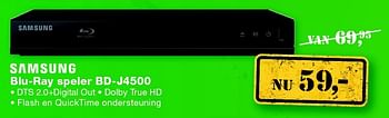Aanbiedingen Samsung blu-ray speler bd-j4500 - Samsung - Geldig van 01/02/2016 tot 14/02/2016 bij ElectronicPartner