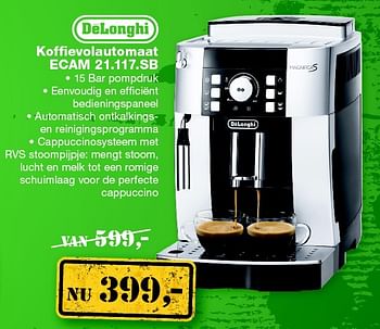 Aanbiedingen Delonghi koffievolautomaat ecam 21.117.sb - Delonghi - Geldig van 01/02/2016 tot 14/02/2016 bij ElectronicPartner