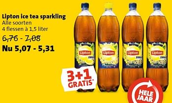 Aanbiedingen Lipton ice tea sparkling - Lipton - Geldig van 03/02/2016 tot 31/12/2016 bij Jumbo Supermarkten