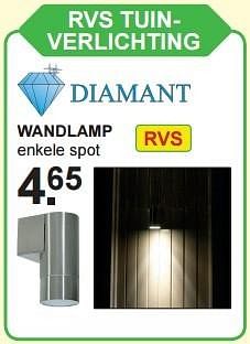 Aanbiedingen Wandlamp - Diamant - Geldig van 15/02/2016 tot 06/03/2016 bij Van Cranenbroek