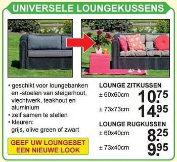 Aanbiedingen Universele loungekussens - Huismerk - Van Cranenbroek - Geldig van 15/02/2016 tot 06/03/2016 bij Van Cranenbroek