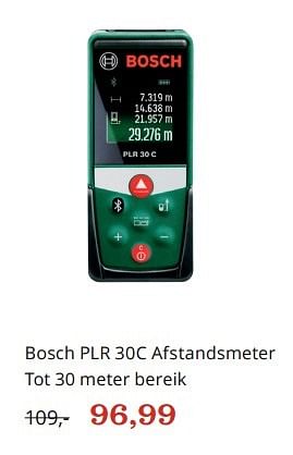Aanbiedingen Bosch plr 30c afstandsmeter tot 30 meter bereik - Bosch - Geldig van 15/02/2016 tot 06/03/2016 bij Bol