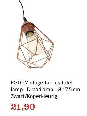 Aanbiedingen Eglo vintage tarbes tafellamp - draadlamp - Eglo - Geldig van 15/02/2016 tot 06/03/2016 bij Bol