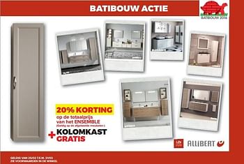 Aanbiedingen Batibouw actie: 20% korting - Allibert - Geldig van 23/02/2016 tot 15/03/2016 bij Supra Bazar