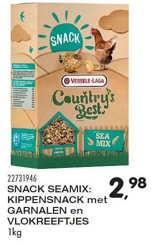 Aanbiedingen Snack seamix: kippensnack met garnalen en vlokreeftjes - Versele-Laga - Geldig van 23/02/2016 tot 15/03/2016 bij Supra Bazar
