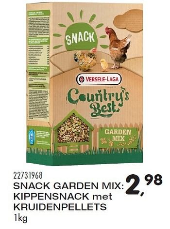 Aanbiedingen Snack garden mix: kippensnack met kruidenpellets - Versele-Laga - Geldig van 23/02/2016 tot 15/03/2016 bij Supra Bazar