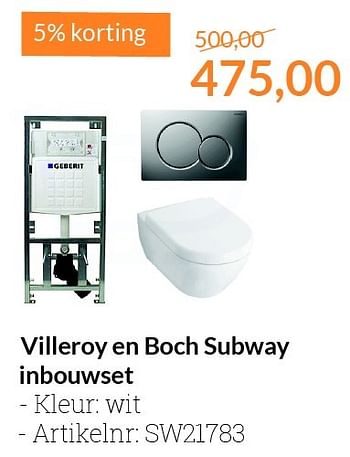 Aanbiedingen Villeroy en boch subway inbouwset - Villeroy &amp; boch - Geldig van 01/03/2016 tot 31/03/2016 bij Sanitairwinkel
