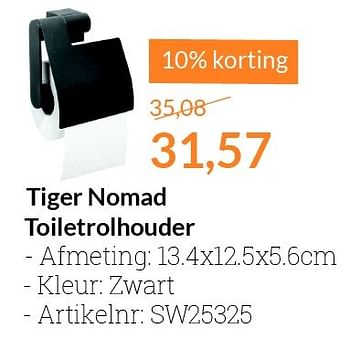 Aanbiedingen Tiger nomad toiletrolhouder - Tiger - Geldig van 01/03/2016 tot 31/03/2016 bij Sanitairwinkel