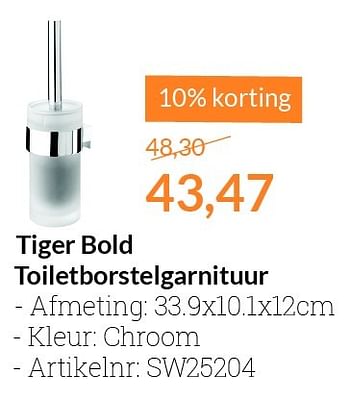 Aanbiedingen Tiger bold toiletborstelgarnituur - Tiger - Geldig van 01/03/2016 tot 31/03/2016 bij Sanitairwinkel