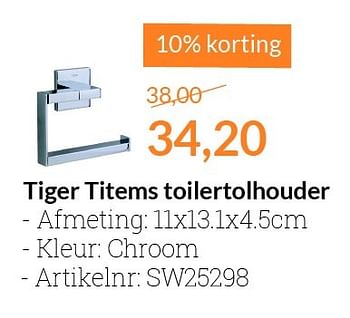 Aanbiedingen Tiger titems toilertolhouder - Tiger - Geldig van 01/03/2016 tot 31/03/2016 bij Sanitairwinkel