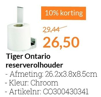 Aanbiedingen Tiger ontario reserverolhouder - Tiger - Geldig van 01/03/2016 tot 31/03/2016 bij Sanitairwinkel