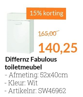 Aanbiedingen Differnz fabulous toiletmeubel - Differnz - Geldig van 01/03/2016 tot 31/03/2016 bij Sanitairwinkel