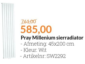 Aanbiedingen Pray millenium sierradiator - Huismerk - Sanitairwinkel - Geldig van 01/03/2016 tot 31/03/2016 bij Sanitairwinkel