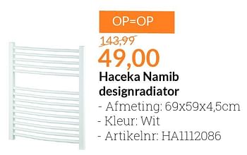 Aanbiedingen Haceka namib designradiator - Haceka - Geldig van 01/03/2016 tot 31/03/2016 bij Sanitairwinkel