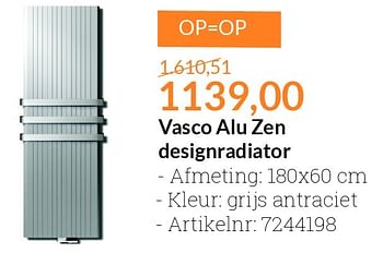Aanbiedingen Vasco alu zen designradiator - Vasco - Geldig van 01/03/2016 tot 31/03/2016 bij Sanitairwinkel