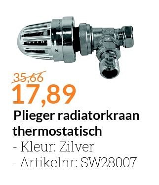 Aanbiedingen Plieger radiatorkraan thermostatisch - Plieger - Geldig van 01/03/2016 tot 31/03/2016 bij Sanitairwinkel