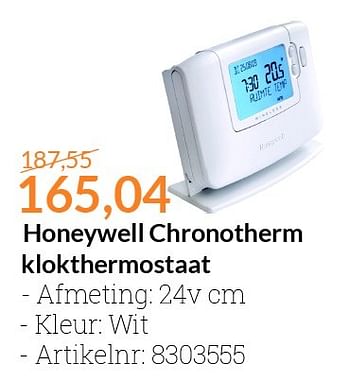 Aanbiedingen Honeywell chronotherm klokthermostaat - Honeywell - Geldig van 01/03/2016 tot 31/03/2016 bij Sanitairwinkel