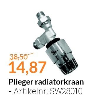 Aanbiedingen Plieger radiatorkraan - Plieger - Geldig van 01/03/2016 tot 31/03/2016 bij Sanitairwinkel