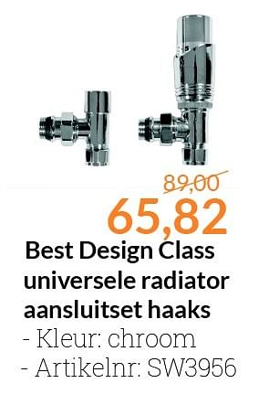 Aanbiedingen Best design class universele radiator aansluitset haaks - Best Design - Geldig van 01/03/2016 tot 31/03/2016 bij Sanitairwinkel