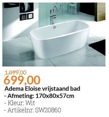 Aanbiedingen Adema eloise vrijstaand bad - Adema sanitair - Geldig van 01/03/2016 tot 31/03/2016 bij Sanitairwinkel