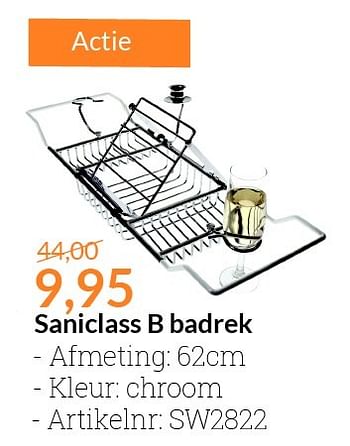 Aanbiedingen Saniclass b badrek - Saniclass - Geldig van 01/03/2016 tot 31/03/2016 bij Sanitairwinkel