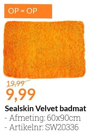 Aanbiedingen Sealskin velvet badmat - Sealskin - Geldig van 01/03/2016 tot 31/03/2016 bij Sanitairwinkel