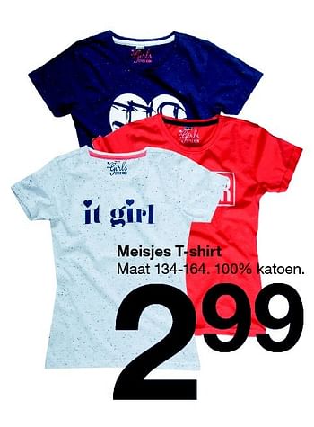 Aanbiedingen Meisjes t-shirt - Huismerk - Zeeman  - Geldig van 27/02/2016 tot 11/03/2016 bij Zeeman
