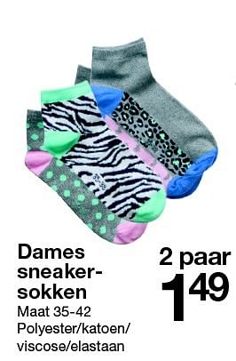 Aanbiedingen Dames sneakersokken - Huismerk - Zeeman  - Geldig van 27/02/2016 tot 11/03/2016 bij Zeeman