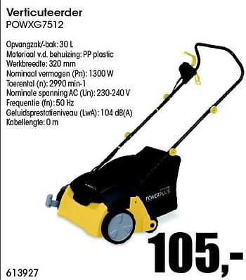 Aanbiedingen Powerplus verticuteerder powxg7512 - Powerplus - Geldig van 26/02/2016 tot 31/03/2016 bij Multi Bazar